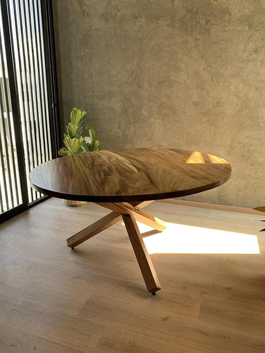 Mesa de comedor Redonda patas cruzadas Madera Natural