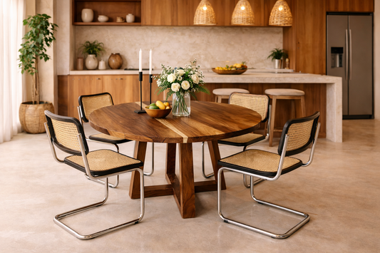 Mesa de comedor Redonda de comedor de Madera Natural