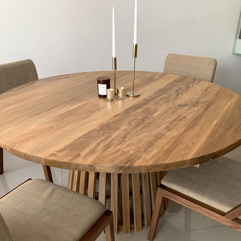 Mesa de comedor Redonda tipo Jaula de Madera Natural