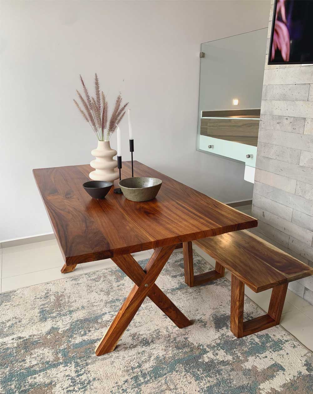 Mesa de comedor con banca Madera de Parota Banquimesa