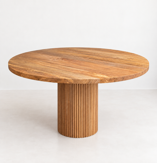 Mesa de comedor Redonda Montana madera Rosa morada con sillas