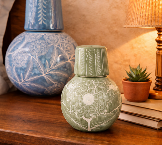 Botellón de barro bruñido 16cm