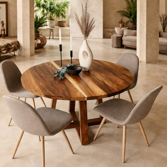 Mesa de comedor Redonda de comedor de Madera Natural