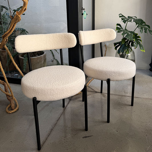 2 Sillas asiento redondo Bouclé
